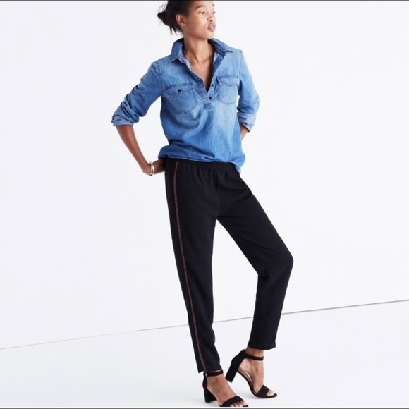 Madewell Embroidered Track Trousers Ins 25” NWOT